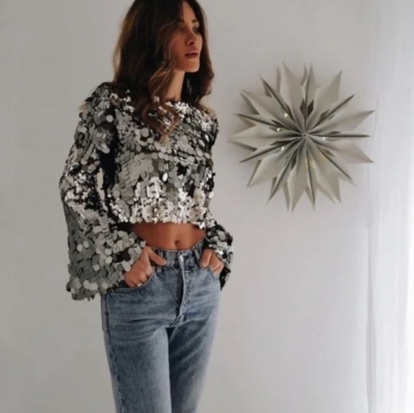 ZARA SEQUIN CROPPED TOP. Bloggers favorite - Picture 4 of 15